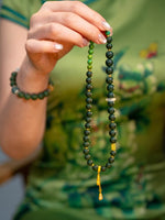 Wood Element Healing · Green Turquoise & Gourd Coin Hexiang Mala