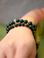 Wood Element Healing · Green Turquoise & Gourd Coin Hexiang Mala