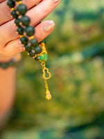 Wood Element Healing · Green Turquoise & Gourd Coin Hexiang Mala