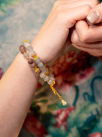 Nourishing Earth Clarity · Grey Moonstone & Gourd Hexiang Mala