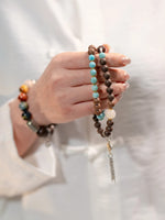 Earth Element Calm · Blue Lace Agate & Lotus Hexiang Mala