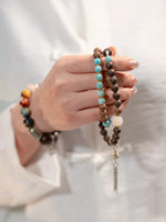 Earth Element Calm · Blue Lace Agate & Lotus Hexiang Mala