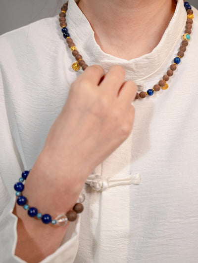 Earth Element Energy Core · Lapis Lazuli & Sand Gold Conservation Necklace