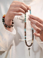 Earth Element Calm · Blue Lace Agate & Lotus Hexiang Mala