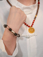 Earth Element Fortune · Nan Hong & Sand Gold Compass Energy Necklace